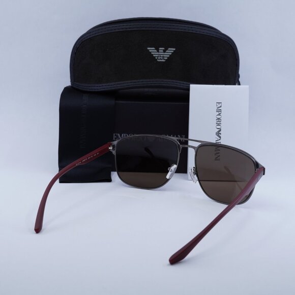 Emporio Armani EA2144 336673 Rectangle Sunglasses - Gunmetal/Burgundy - Picture 11 of 11